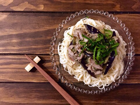 冷しゃぶとなすのそうめん♡夏バテ防止！